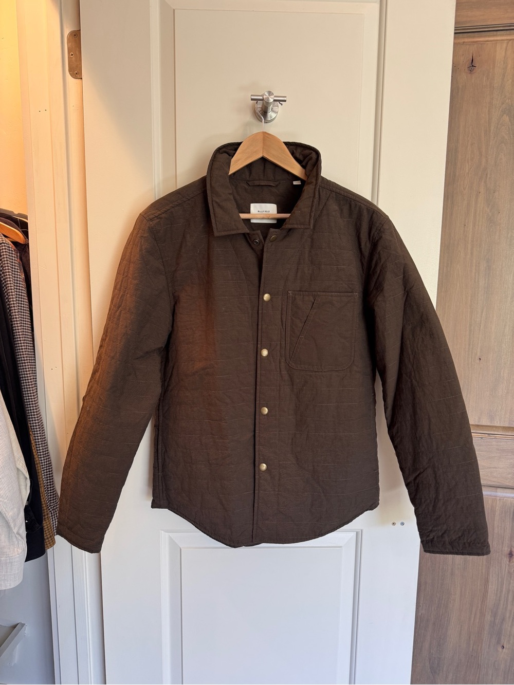Billy Reid Dark Brown Quilted Snap-Front Shirt Jacket